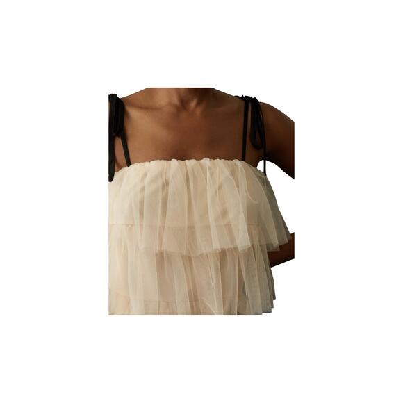 Anthropologie Sunday in Brooklyn XL Petite Cream Tiered Tulle Cami Vest Top Boho - Picture 7 of 13